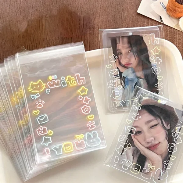 100/50/20Pcs Small Card Packaging Pouch Cute Plastic Transparent Gift Bag DIY Self Adhesive Candy Cookie Wedding Birthday Party 4