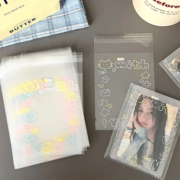 100/50/20Pcs Small Card Packaging Pouch Cute Plastic Transparent Gift Bag DIY Self Adhesive Candy Cookie Wedding Birthday Party 6