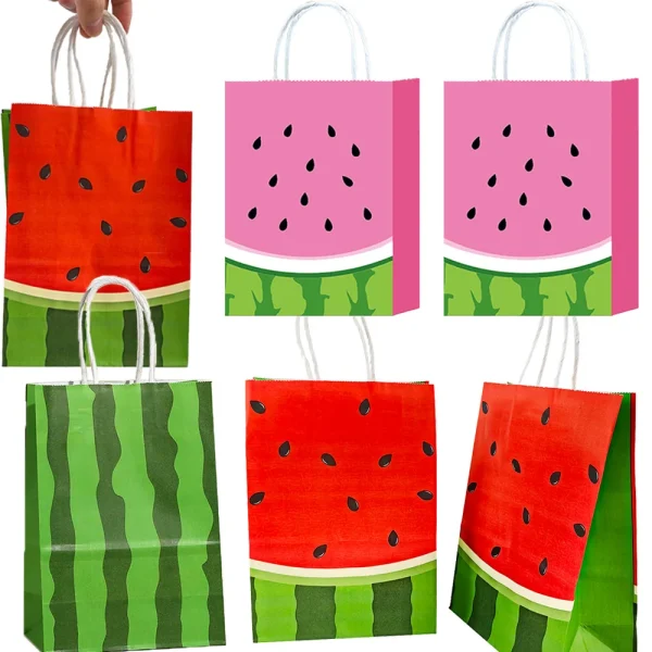 5/10/15/20/50pcs Watermelon Theme Party Gift Bag Candy Paper Bag Summer Fruit Birthday Party Baby Shower Birthday Party Supplies 1