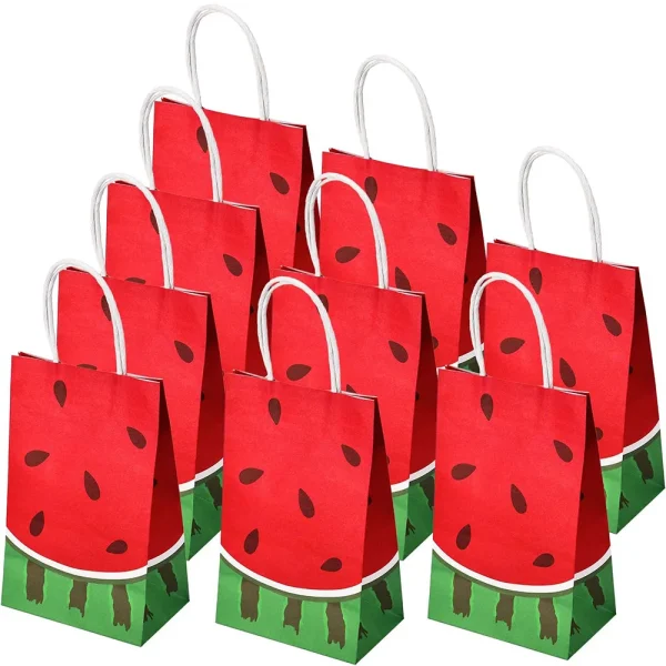 5/10/15/20/50pcs Watermelon Theme Party Gift Bag Candy Paper Bag Summer Fruit Birthday Party Baby Shower Birthday Party Supplies 2