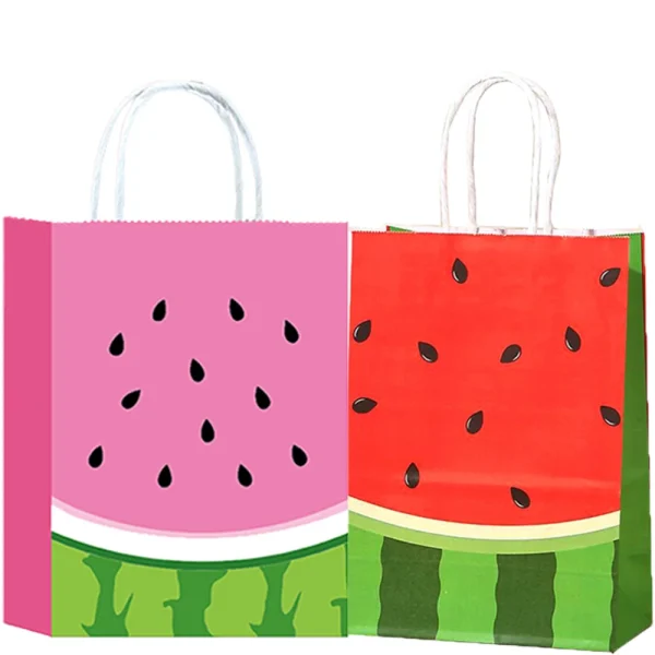 5/10/15/20/50pcs Watermelon Theme Party Gift Bag Candy Paper Bag Summer Fruit Birthday Party Baby Shower Birthday Party Supplies 3