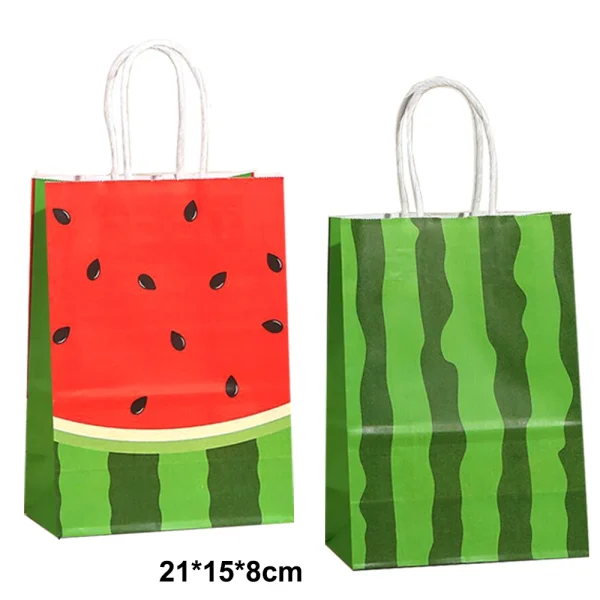 5/10/15/20/50pcs Watermelon Theme Party Gift Bag Candy Paper Bag Summer Fruit Birthday Party Baby Shower Birthday Party Supplies 4