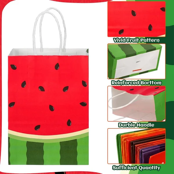 5/10/15/20/50pcs Watermelon Theme Party Gift Bag Candy Paper Bag Summer Fruit Birthday Party Baby Shower Birthday Party Supplies 5