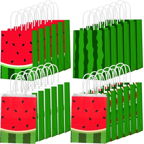 5/10/15/20/50pcs Watermelon Theme Party Gift Bag Candy Paper Bag Summer Fruit Birthday Party Baby Shower Birthday Party Supplies 6