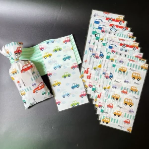 50pcs Lovely Car Design Gift Pack Flat Pocket With Gold Ribbon, Car-themed Party Activities Small Gift Candy Decorative Bags 1