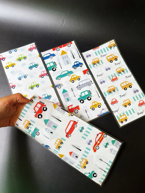 50pcs Lovely Car Design Gift Pack Flat Pocket With Gold Ribbon, Car-themed Party Activities Small Gift Candy Decorative Bags 3