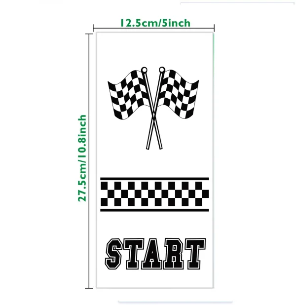 Race Car Theme Gift Bag Motorcycle Treat Candy Bags Checkered Black and White Racing Plastic Bags Kids Birthday Party Favors 5