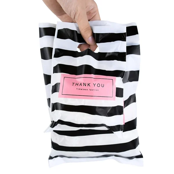 50/100Pcs Thank You Gift Bags With Handles Birthday Gift Clothing Bag Small Business Thank You Gift Bags Shopping Plastic Bags 2