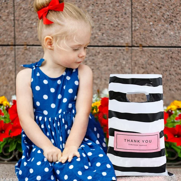 50/100Pcs Thank You Gift Bags With Handles Birthday Gift Clothing Bag Small Business Thank You Gift Bags Shopping Plastic Bags 5