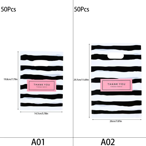 50/100Pcs Thank You Gift Bags With Handles Birthday Gift Clothing Bag Small Business Thank You Gift Bags Shopping Plastic Bags 6