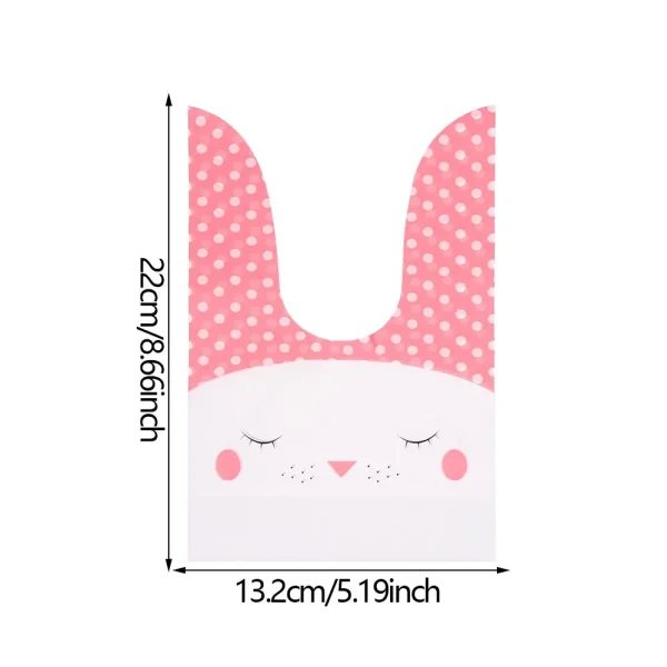 10Pcs Rabbit Ear Bags Cookies Candy Gift Plastic Bags Happy Easter Baking Packaging for Biscuits Snack Party Supplies 5