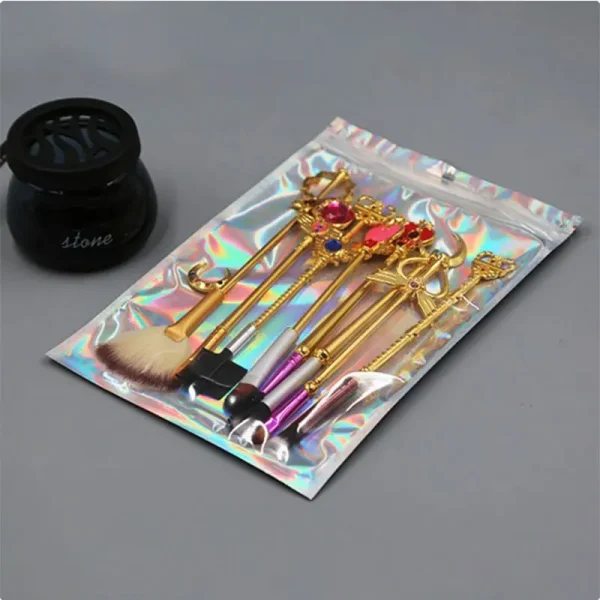 20/50pcs Mylar Bags Holographic Laser Color Plastic Packaging Pouch Jewelry Retail Storage Pouch Gift Zip Lock Bag 2