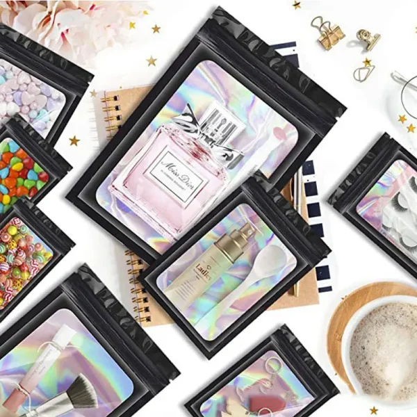 20/50pcs Mylar Bags Holographic Laser Color Plastic Packaging Pouch Jewelry Retail Storage Pouch Gift Zip Lock Bag 4