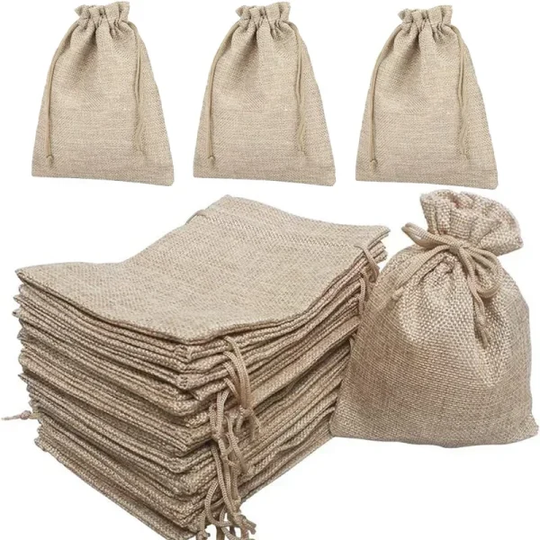 5/10Pcs Burlap Gift Bags with Drawstring Jute Bags Linen Sacks Storage Bags Burlap Bag for Wedding Favors Party Jewelry Pouches 1