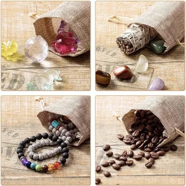5/10Pcs Burlap Gift Bags with Drawstring Jute Bags Linen Sacks Storage Bags Burlap Bag for Wedding Favors Party Jewelry Pouches 4
