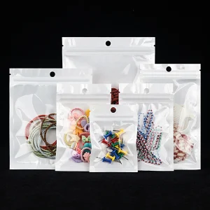 100pcs White Dustproof Sealing Sachet Bag,Phone Case Accessories Jewelry Packing,1 Side Transparent Ziplock Bags 1