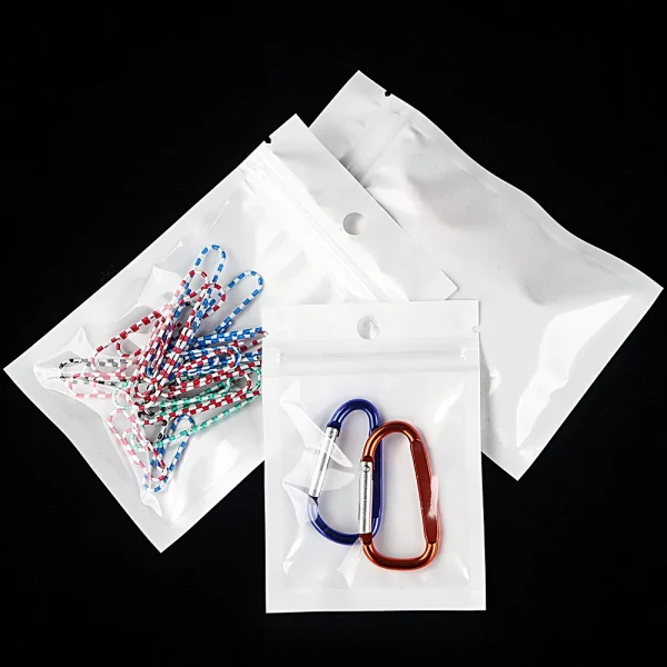 100pcs White Dustproof Sealing Sachet Bag,Phone Case Accessories Jewelry Packing,1 Side Transparent Ziplock Bags 3