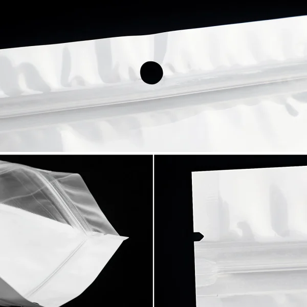 100pcs White Dustproof Sealing Sachet Bag,Phone Case Accessories Jewelry Packing,1 Side Transparent Ziplock Bags 5