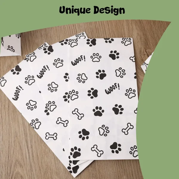 Gift Bags with Pet Paw Prints – 12 pcs , 22x12x8cm, High-Quality Black & White Design for Dog Lover 2