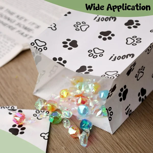 Gift Bags with Pet Paw Prints – 12 pcs , 22x12x8cm, High-Quality Black & White Design for Dog Lover 4
