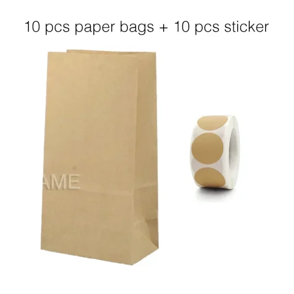 10 pcs Colorful Solid Stripe and Polka Dot Stand-Up Bags with Stickers - 18x9x6cm Favor Gift Packing Treat Bags for Wedding 2