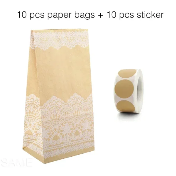 10 pcs Colorful Solid Stripe and Polka Dot Stand-Up Bags with Stickers - 18x9x6cm Favor Gift Packing Treat Bags for Wedding 4