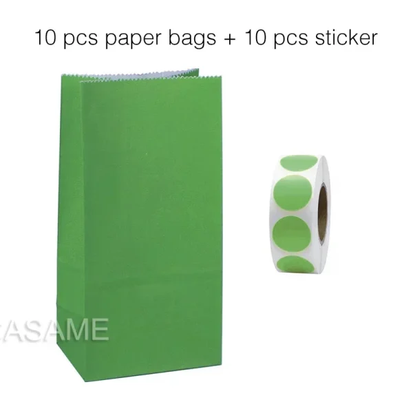 10 pcs Colorful Solid Stripe and Polka Dot Stand-Up Bags with Stickers - 18x9x6cm Favor Gift Packing Treat Bags for Wedding 5