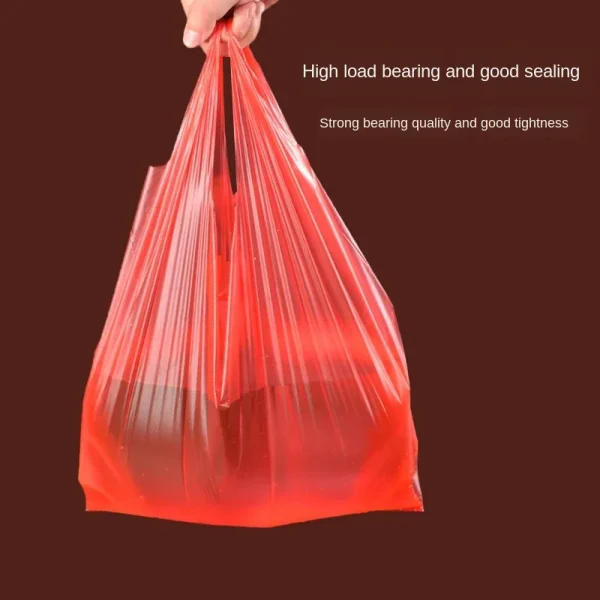 50pcs Plastic Bag Thicken with Handle Wedding Party Candy Gift Bag Supermarket Shopping Kitchen Storage Clean Garbage Bag 6
