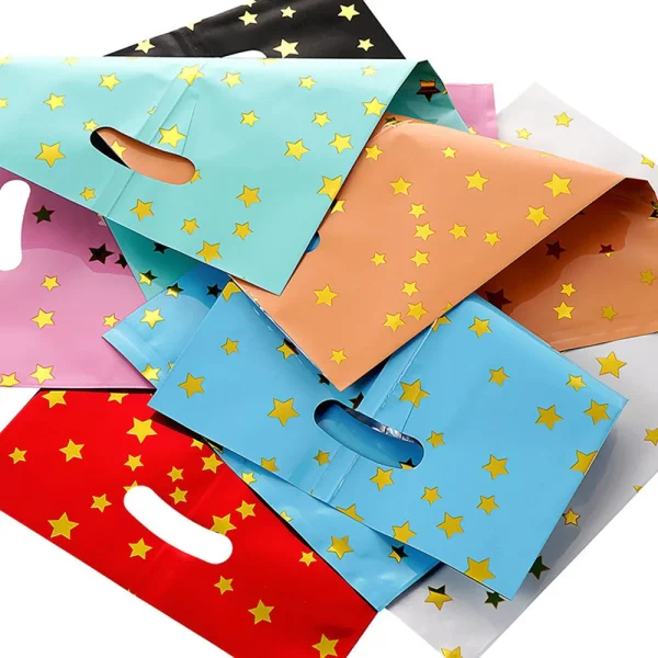 10Pcs Gift Bags Star Colorful Candy Biscuit Packing Bags for Wedding Birthday Party Decorations Birthday Gift Bags 2