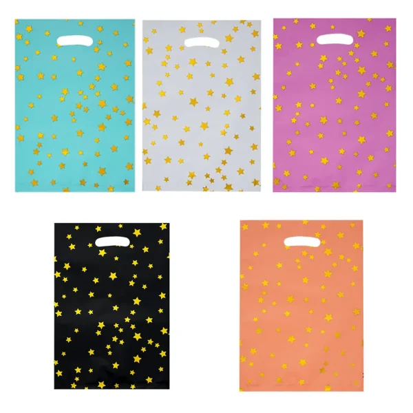 10Pcs Gift Bags Star Colorful Candy Biscuit Packing Bags for Wedding Birthday Party Decorations Birthday Gift Bags 4