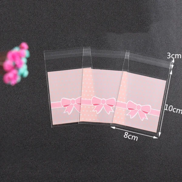 Wave Point Bowknot Gift Bags Self-adhensive Bakery Packaging Self Sealing Plastic Bags Long Candy Bags for Party 10Pcs/Pack 5