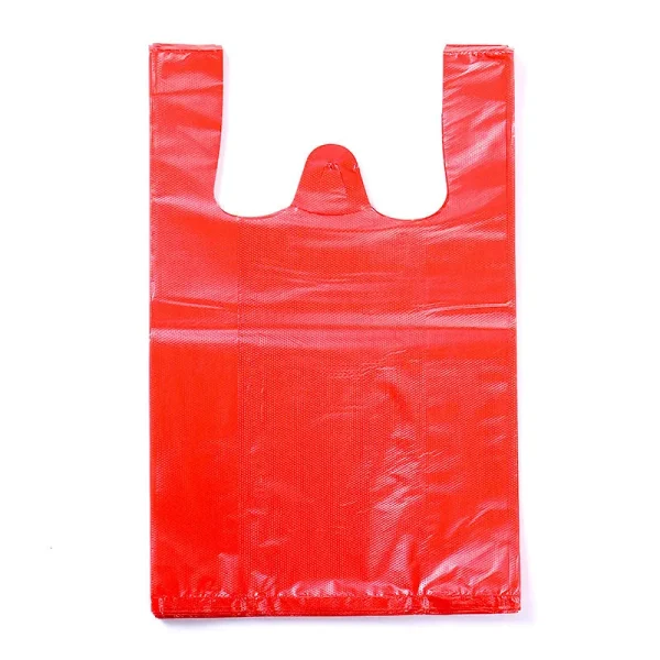 50pcs Red Plastic Bag Supermarket Grocery Gift Shopping Bag Thicken with Handle Vest Bag Kitchen Storage Clean Garbage Bag 6