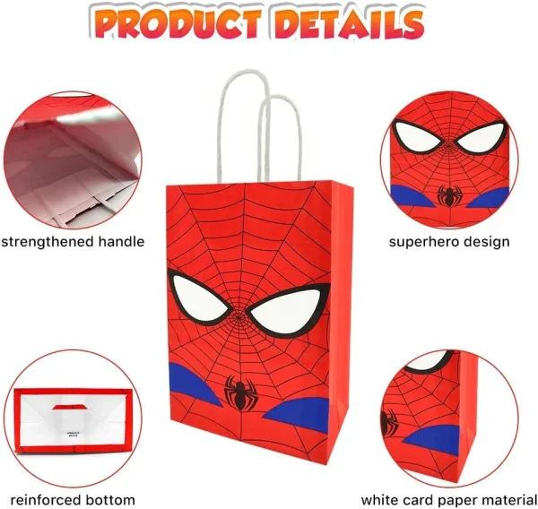 12pcs Spider Man birthday party gift bags, Spider Man candy bags, candy bags, Spider Man birthday party supplies and decorations 3