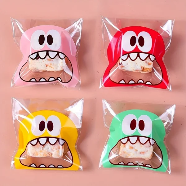 100pcs mixed Clear Self-Adhesive Plastic Treat Bags - Reusable, Ziplock, Perfect for Cookie, Cake, Chocolate, Candy, Snack Wrapp 2