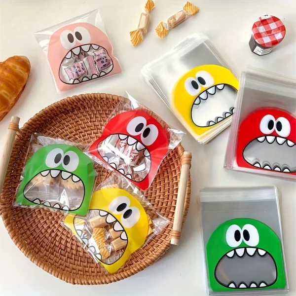 100pcs mixed Clear Self-Adhesive Plastic Treat Bags - Reusable, Ziplock, Perfect for Cookie, Cake, Chocolate, Candy, Snack Wrapp 3