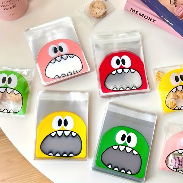 100pcs mixed Clear Self-Adhesive Plastic Treat Bags - Reusable, Ziplock, Perfect for Cookie, Cake, Chocolate, Candy, Snack Wrapp 4