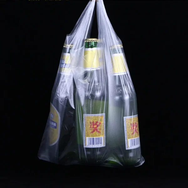 100Pcs Supermarket Plastic Bags With Handle Useful Plastic Storage Transparent Shopping Bag Roll Food Packaging Keep Fresh Tools 4