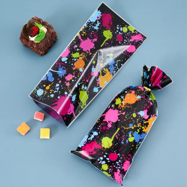25/50pcs Fluorescent Party Candy Gift Bags Biscuit Packing Bag Kids Adult Fluorescent Theme Birthday Party Supplies Baby Shower 6