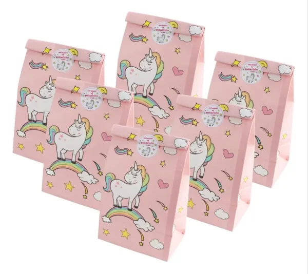 12PCS Unicorn Theme Custom Make Kraft Paper Bag Paper Food Bag for Party Supplies 1