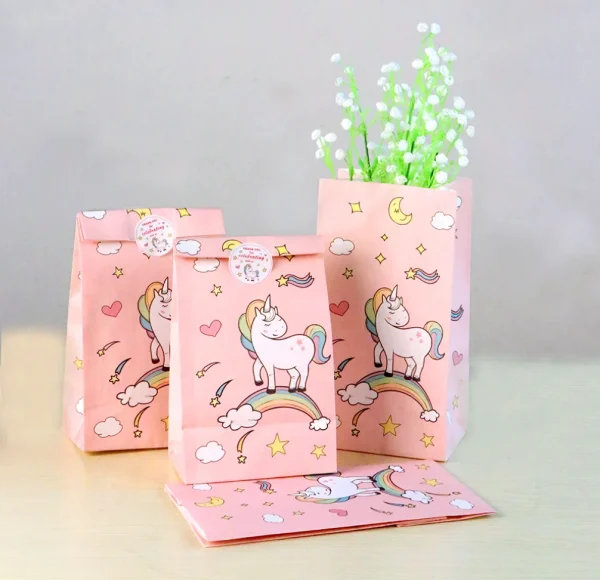 12PCS Unicorn Theme Custom Make Kraft Paper Bag Paper Food Bag for Party Supplies 3