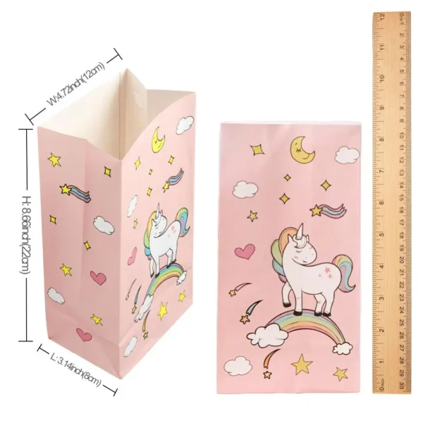 12PCS Unicorn Theme Custom Make Kraft Paper Bag Paper Food Bag for Party Supplies 4