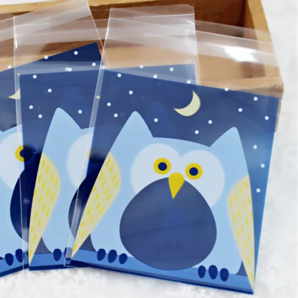 100PCS Cute Animals Candy Cake Biscuits Cookies Packaging Bags Self-adhesive Plastic Gifts Bags Party Birthday Snack Baking 6