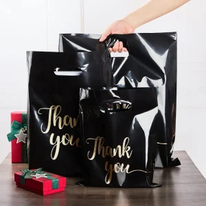 Thank You Packaging Bags for Small Business 30 35 40cm Plastic Gift Bag with Handle Christmas Birthday Wedding Gift Package 10Pc 1