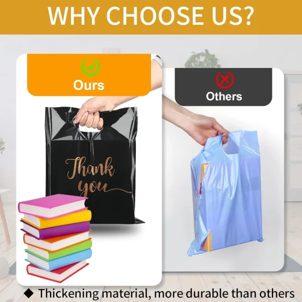 Thank You Packaging Bags for Small Business 30 35 40cm Plastic Gift Bag with Handle Christmas Birthday Wedding Gift Package 10Pc 4