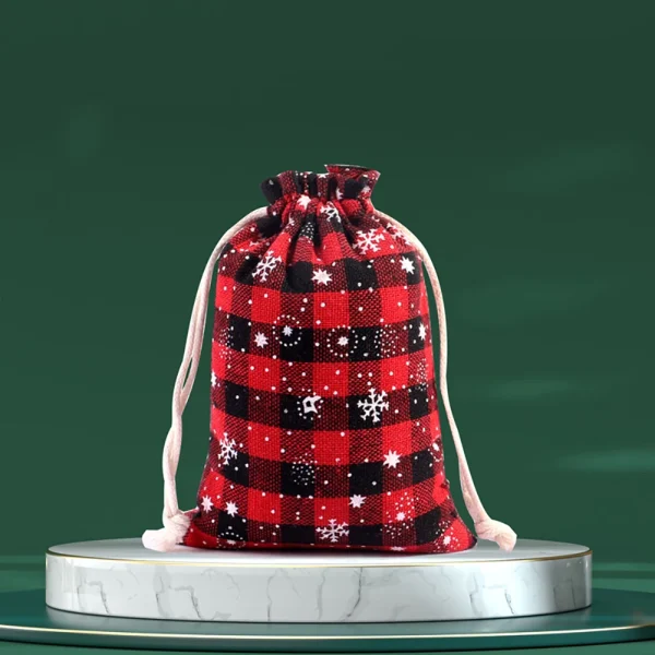 20PCS Christmas Linen Drawstring Bags Candy Biscuits Pouch Burlap Bracelet Jewelry Storage Bags Xmas Kids Gift Packaging Bags 2