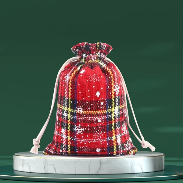 20PCS Christmas Linen Drawstring Bags Candy Biscuits Pouch Burlap Bracelet Jewelry Storage Bags Xmas Kids Gift Packaging Bags 3