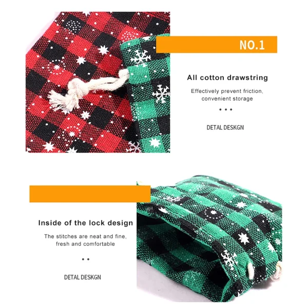 20PCS Christmas Linen Drawstring Bags Candy Biscuits Pouch Burlap Bracelet Jewelry Storage Bags Xmas Kids Gift Packaging Bags 5