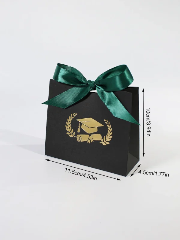 10pcs Graduation season gift box, black gold graduation commemorative special gift bag, gold bachelor hat pattern 6