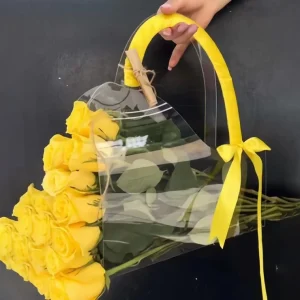New Transparent Flower Bag with Handle Fresh Flower Bouquet Wrapping Boxes Wedding Birthday Party Gift Rose Packaging Handbags 1