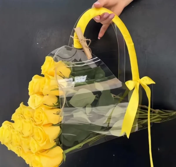 New Transparent Flower Bag with Handle Fresh Flower Bouquet Wrapping Boxes Wedding Birthday Party Gift Rose Packaging Handbags 1